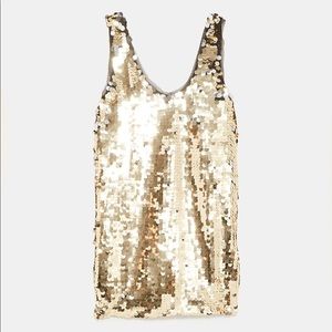Zara Gold Sequin Tank Top - Size Small - NWT